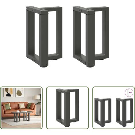 Patas en forma de T -  Patas para mesa de centro en forma de T (2 unidades), antracita, 28 x 25 x (42-43) cm, acero