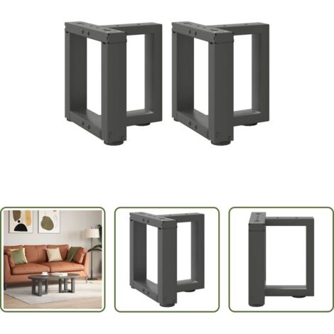 Patas en forma de T -  Patas para mesa de centro en forma de T (2 unidades), antracita, 30 x 25 x (30-31) cm, acero