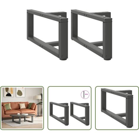 Patas en forma de T -  Patas para mesa de centro en forma de T (2 unidades), antracita, 60 x 25 x (30-31) cm, acero
