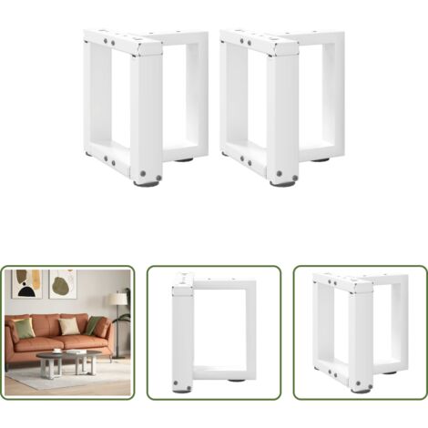Patas en forma de T -  Patas para mesa de centro en forma de T (2 unidades), color blanco, 30 x 25 x (30-31) cm, acero