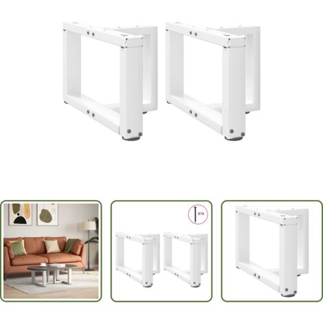 Patas en forma de T -  Patas para mesa de centro en forma de T (2 unidades), color blanco, 50 x 25 x (30-31) cm, acero