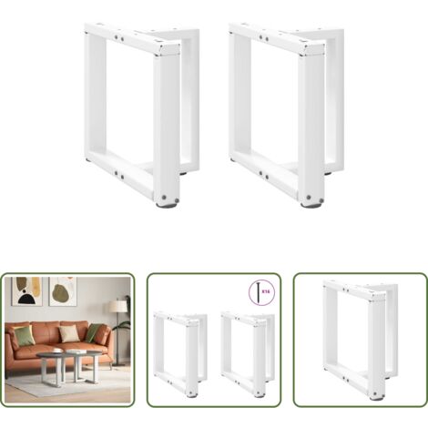 Patas en forma de T -  Patas para mesa de centro en forma de T (2 unidades), color blanco, 50 x 25 x (42-43) cm, acero