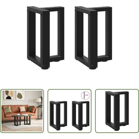Patas en forma de T -  Patas para mesa de centro en forma de T (2 unidades), color negro, 38 x 25 x (42-43) cm, acero