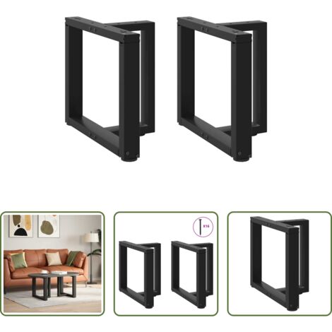 Patas en forma de T -  Patas para mesa de centro en forma de T (2 unidades), color negro, 50 x 25 x (42-43) cm, acero