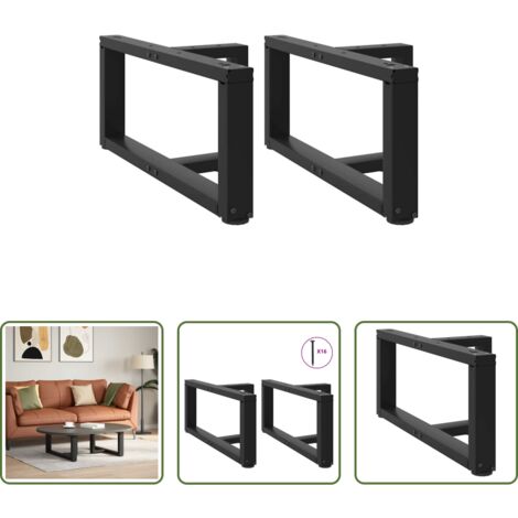 Patas en forma de T -  Patas para mesa de centro en forma de T (2 unidades), color negro, 60 x 25 x (30-31) cm, acero