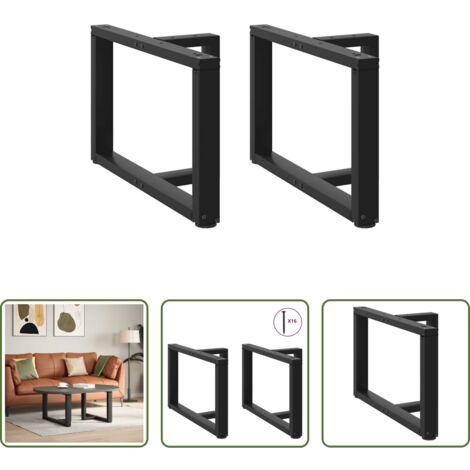 Patas en forma de T -  Patas para mesa de centro en forma de T (2 unidades), color negro, 70 x 25 x (42-43) cm, acero
