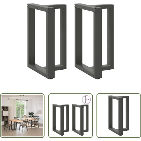 Patas en forma de T -  Patas para mesa de comedor en forma de T (2 unidades), antracita, 50 x 35 x (72-73) cm, acero