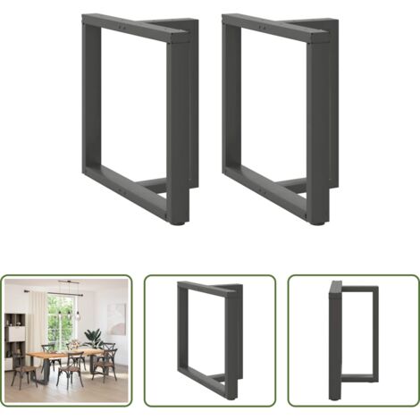 Patas en forma de T -  Patas para mesa de comedor en forma de T (2 unidades), antracita, 70 x 35 x (72-73) cm, acero