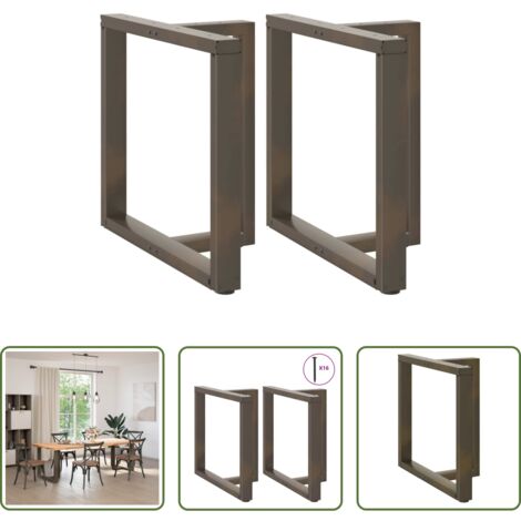Patas en forma de T -  Patas para mesa de comedor en forma de T (2 unidades), color negro, 80 x 35 x (72-73) cm, acero