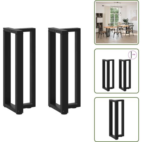 Patas en forma de T - vidaXL Patas para consola en forma de T (2 unidades), color negro, 25 x 28 x (72-73) cm, acero - Niveladores ajustables