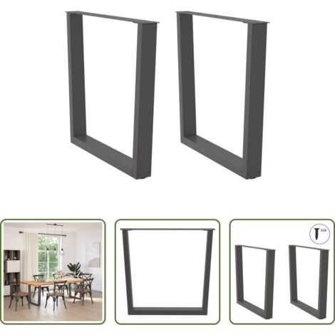 Patas en forma de V -  Patas para mesa de comedor en forma de V (2 unidades), antracita, 80 x (72-73,3) cm, acero