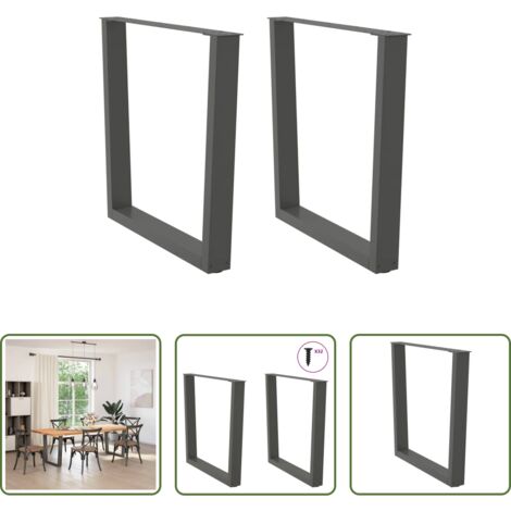 Patas en forma de V -  Patas para mesa de comedor en forma de V (2 unidades), antracita, 90 x (72-73,3) cm, acero