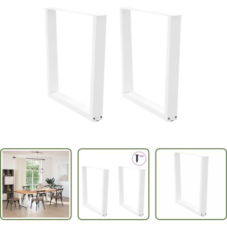 Patas en forma de V - Patas para mesa de comedor en forma de V (2 unidades), color blanco, 90 x (72-73,3) cm, acero