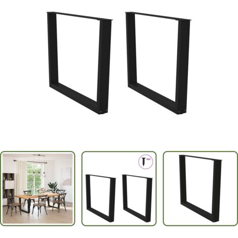 Patas en forma de V -  Patas para mesa de comedor en forma de V (2 unidades), color negro, 100 x (72-73,3) cm, acero
