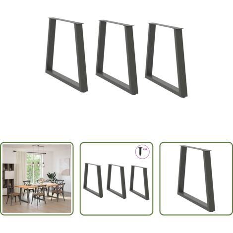 Patas en forma de V -  Patas para mesa de comedor en forma de V (3 unidades), antracita, 70 x (72-73,3) cm, acero