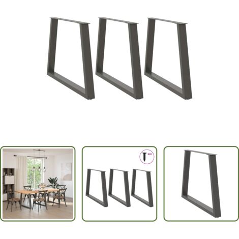 Patas en forma de V - Patas para mesa de comedor en forma de V (3 unidades), antracita, 90 x (72-73,3) cm, acero