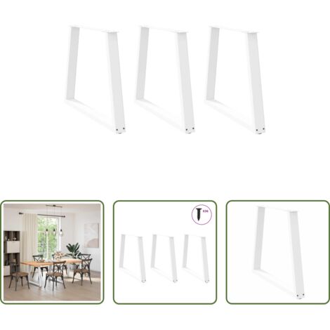 Patas en forma de V -  Patas para mesa de comedor en forma de V (3 unidades), color blanco, 70 x (72-73,3) cm, acero