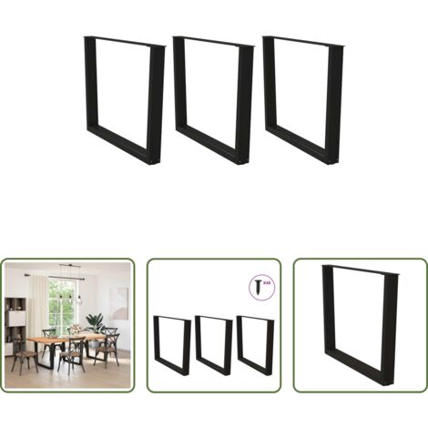 Patas en forma de V -  Patas para mesa de comedor en forma de V (3 unidades), color negro, 100 x (72-73,3) cm, acero