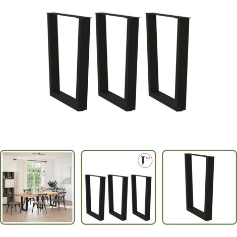 Patas en forma de V -  Patas para mesa de comedor en forma de V (3 unidades), color negro, 70 x (72-73,3) cm, acero