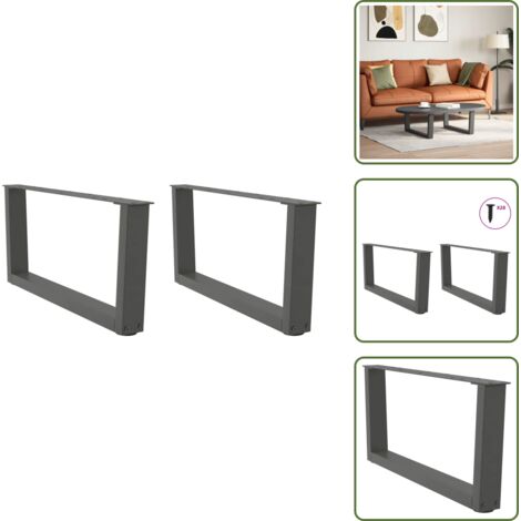 Patas en forma de V - vidaXL Patas para mesa de centro en forma de V (2 unidades), antracita, 70 x (30-31,3) cm, acero - Soporte ajustable