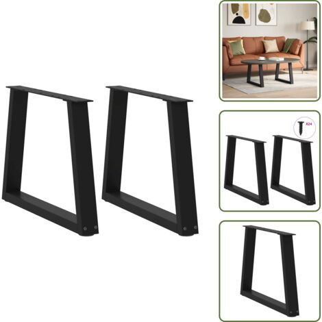 Patas en forma de V - vidaXL Patas para mesa de centro en forma de V (2 unidades), color negro, 60 x (42-43,3) cm, acero - Soporte ajustable