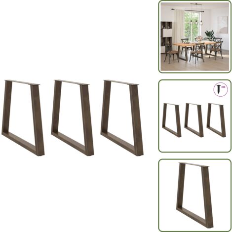 Patas en forma de V - vidaXL Patas para mesa de comedor en forma de V (3 unidades, acero natural, 70 x 72-73,3 cm) - Mesa de comedor