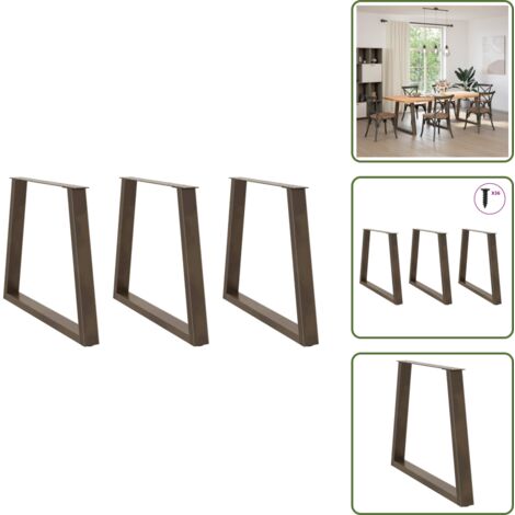 Patas en forma de V - vidaXL Patas para mesa de comedor en forma de V (3 unidades, acero natural, 80 x 72-73,3 cm) - Mesa de comedor