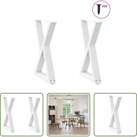 Patas para comedor -  Patas para mesa de comedor (2 unidades), color blanco, 50 x 72-73,3 cm, acero