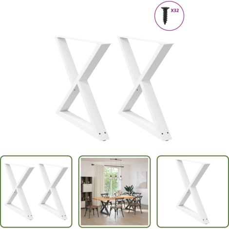 Patas para comedor -  Patas para mesa de comedor (2 unidades), color blanco, 90 x 72-73,3 cm, acero