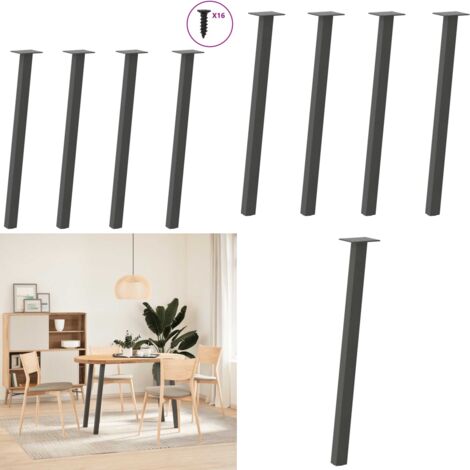 Patas para consola (4 unidades), antracita, 72 cm, acero - Soporte para mesa - Patas para mesa de centro