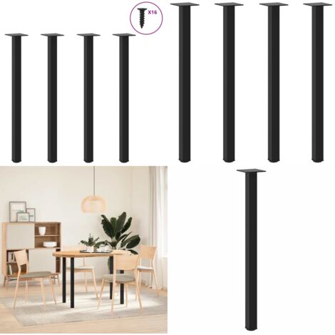 Patas para consola (4 unidades), color negro, 72-74 cm, acero - Soporte para mesa - Patas para mesa de centro