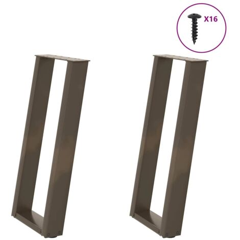 Patas para consola en forma de U (2 unidades, acero natural, 38 x 72-73 cm)