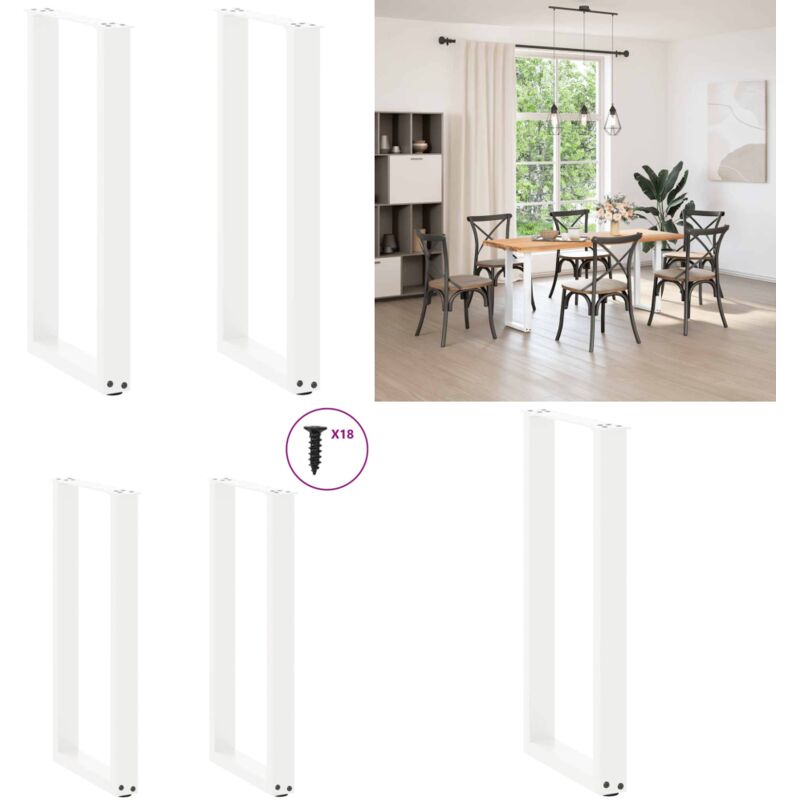 Patas para consola en forma de U (2 unidades), color blanco, 28 x (72-73) cm, acero - Soporte para consola - Patas en forma de U