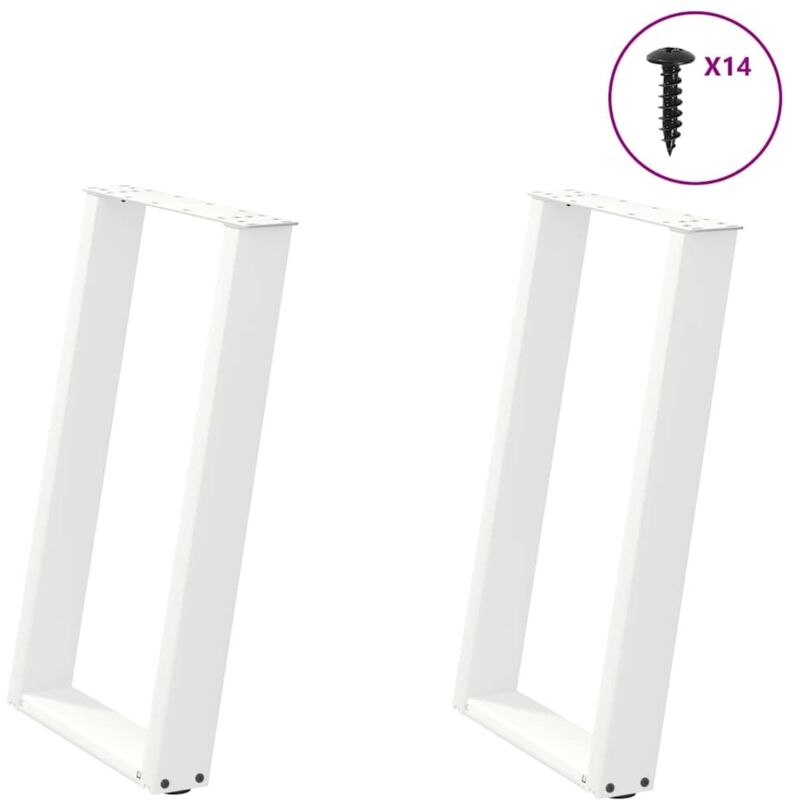 Patas para mesa de comedor en forma de U (2 unidades), color blanco, 50 x (72-73) cm, acero vidaXL
