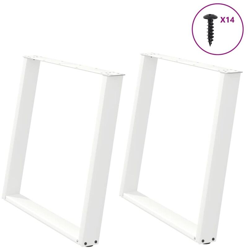 Patas para mesa de comedor en forma de u (2 unidades), color blanco, 90 x (72-73) cm, acero Vidaxl