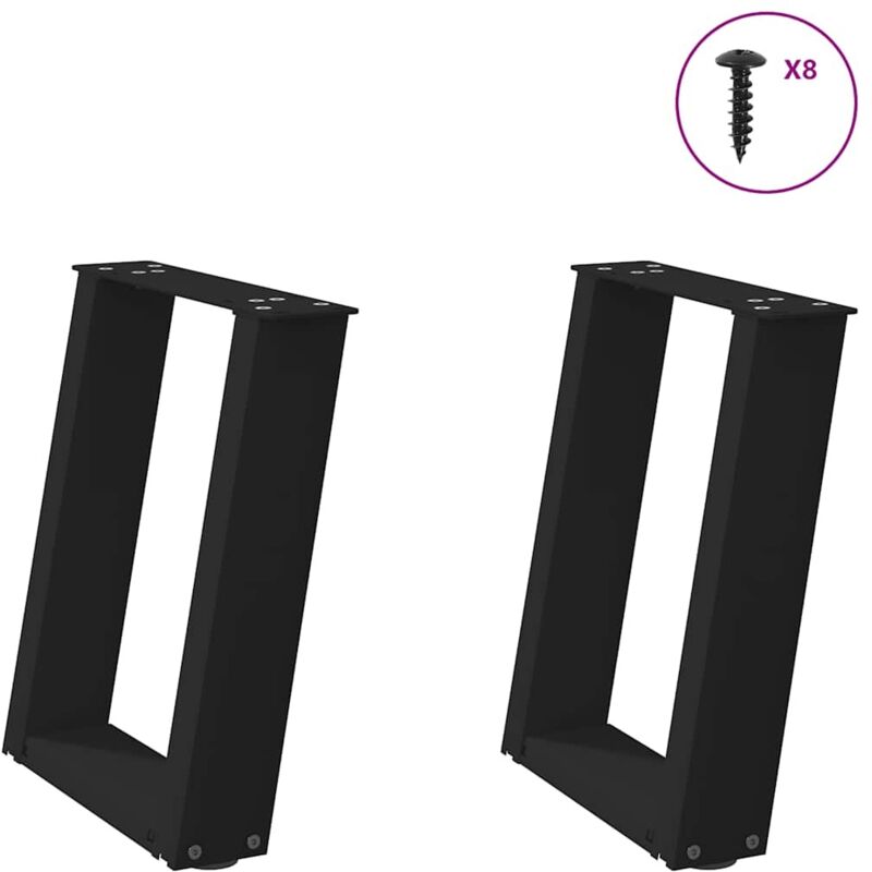 Patas para mesa de centro en forma de u (2 unidades), color negro, 28 x (42-43) cm, acero Vidaxl