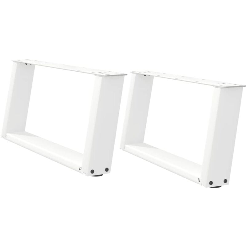 Patas para mesa de centro en forma de u (2 unidades), color blanco, 60 x (30-31) cm, acero Vidaxl