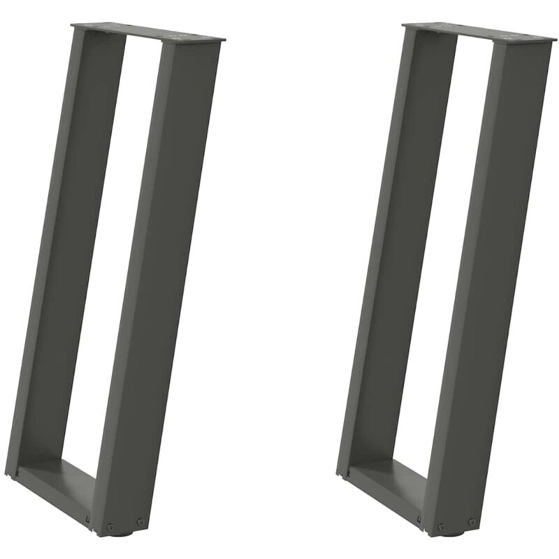 Patas para consola en forma de u (2 unidades), antracita, 28 x (72-73) cm, acero Vidaxl