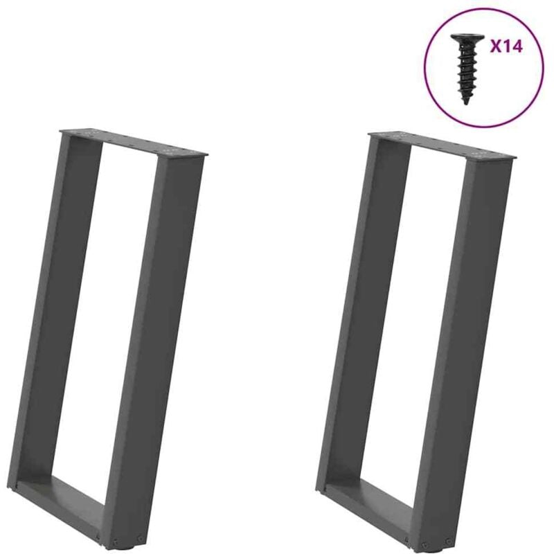 Vidaxl - Patas para mesa de comedor en forma de u (2 unidades), antracita, 60 x (72-73) cm, acero