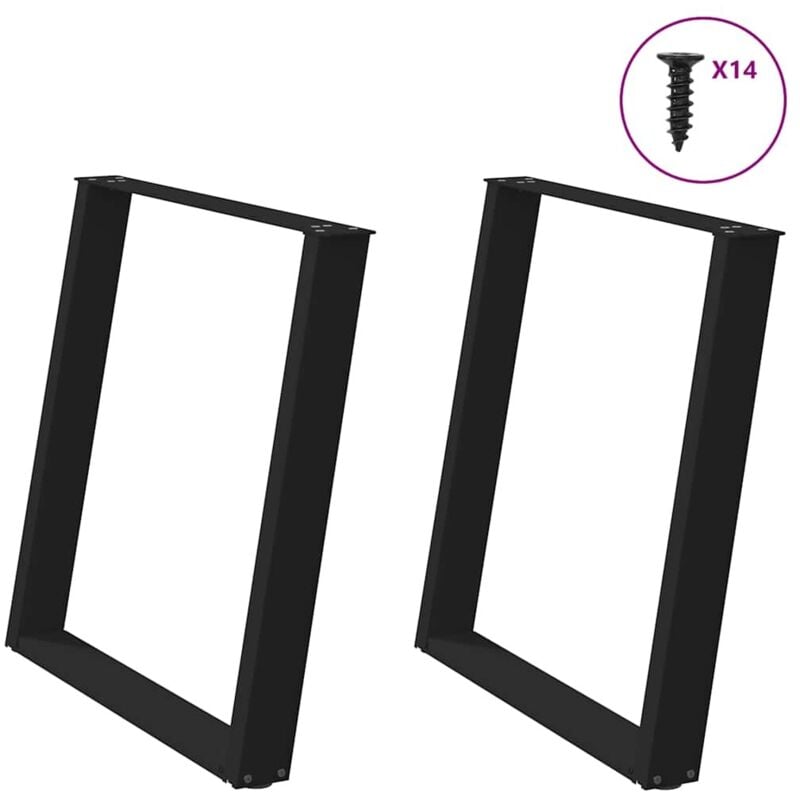 Patas para mesa de comedor en forma de u (2 unidades), color negro, 70 x (72-73) cm, acero Vidaxl