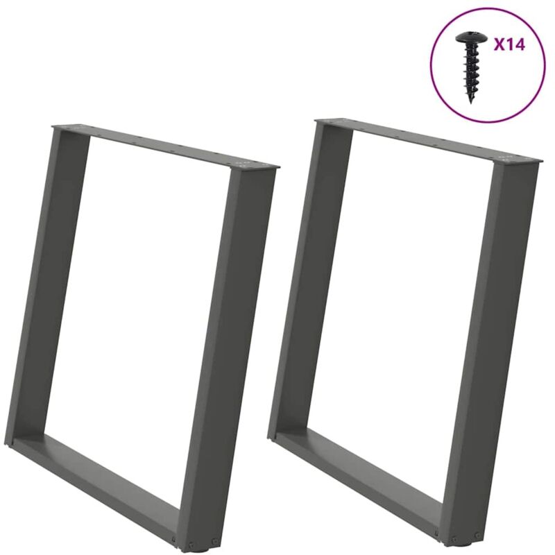 Vidaxl - Patas para mesa de comedor en forma de u (2 unidades), antracita, 90 x (72-73) cm, acero