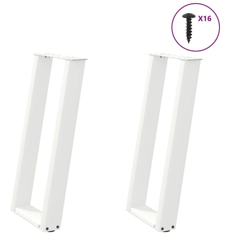 Patas para consola en forma de U (2 unidades), color blanco, 38 x (72-73) cm, acero vidaXL
