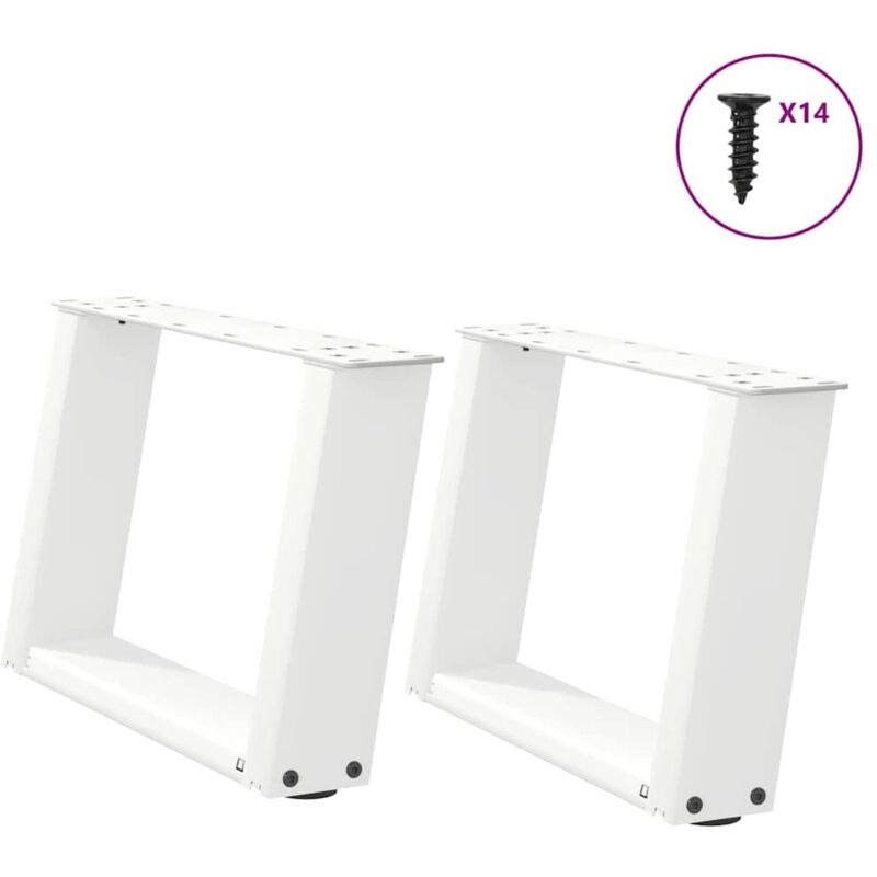 Vidaxl - Patas para mesa de centro en forma de u (2 unidades), color blanco, 40 x (30-31) cm, acero