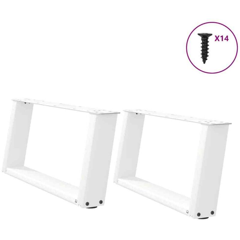 Vidaxl - Patas para mesa de centro en forma de u (2 unidades), color blanco, 70 x (30-31) cm, acero