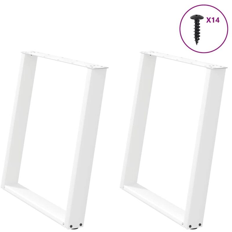 Vidaxl - Patas para mesa de comedor en forma de u (2 unidades), color blanco, 80 x (72-73) cm, acero