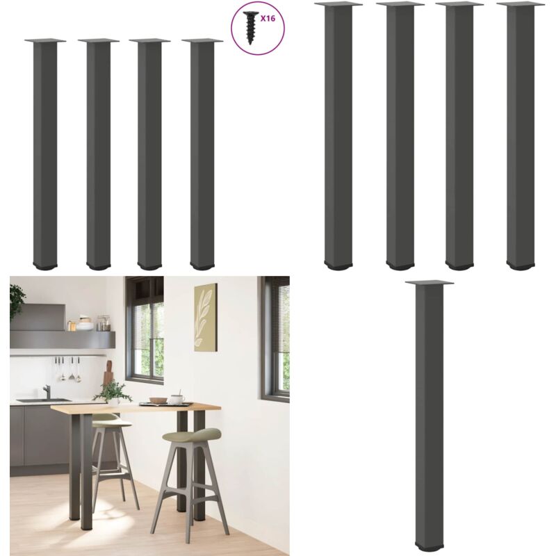 Patas para mesa de bar (4 unidades, antracita, 100-102 cm, acero) - Soporte para mesa de bar - Patas de acero