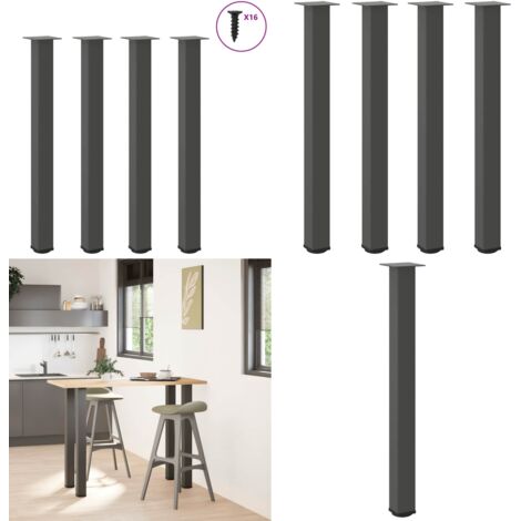 Patas para mesa de bar (4 unidades), antracita, 90-92 cm, acero - Soporte para mesa de bar - Patas de acero