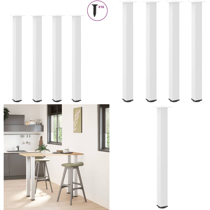 Patas para mesa de bar (4 unidades), color blanco, 100-102 cm, acero - Soporte para mesa de bar - Patas de bar