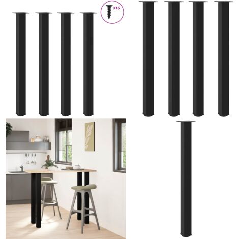 Patas para mesa de bar (4 unidades), color negro, 110-112 cm, acero - Soporte para mesa de bar - Patas de acero