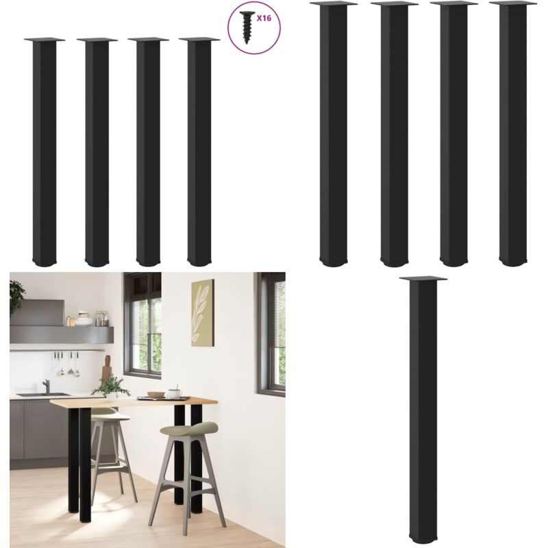 Patas para mesa de bar (4 unidades), color negro, 90-92 cm, acero - Soporte para mesa de bar - Patas de acero